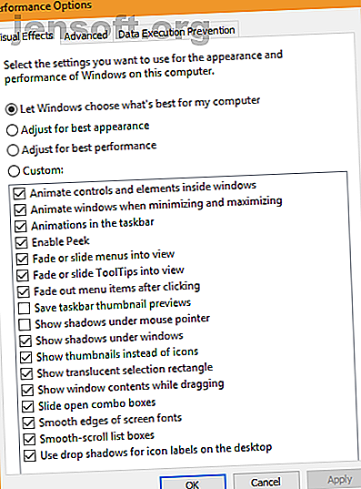 Options de performance Windows