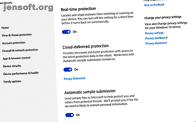 protection contre les virus et les menaces dans Windows Defender
