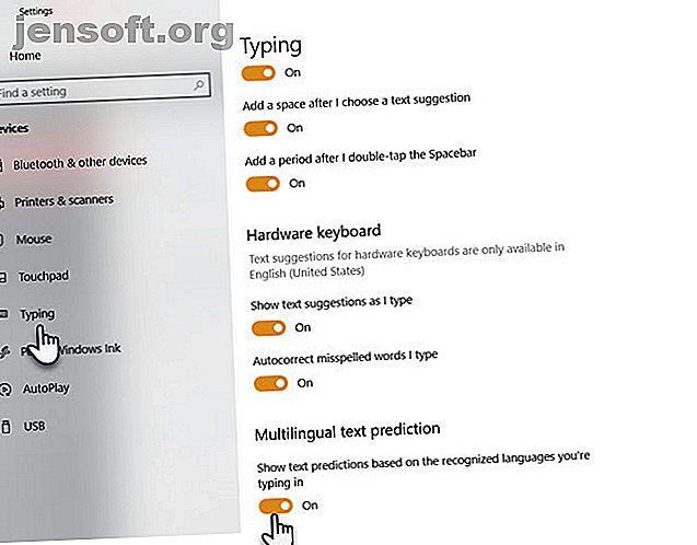 Prévision de texte multilingue dans Windows 10