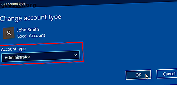 Modifier le catalogue du type de compte dans les paramètres Windows 10
