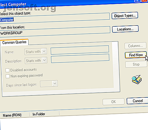Cette capture d'écran présente la fonctionnalité de recherche d'un autre ordinateur de Windows XP.