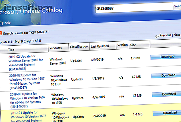 Recherche dans le catalogue Windows Update