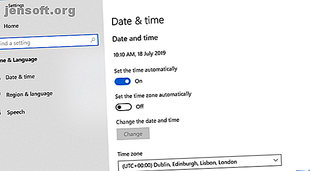 Paramètres de date et heure dans Windows 10