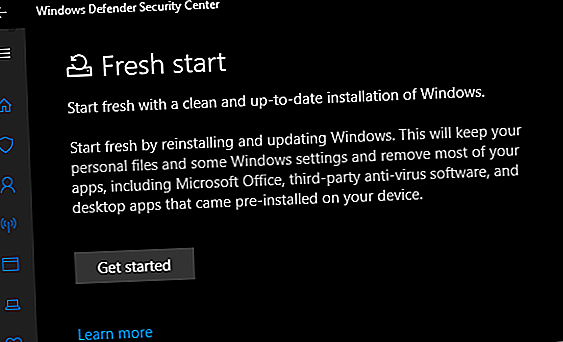 Windows Defender Fresh start
