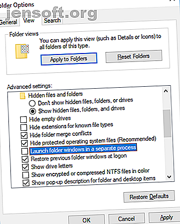 Cette capture d'écran montre le menu Options des dossiers Windows
