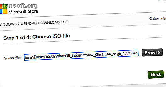 L'outil de téléchargement USB / DVD de Windows peut créer une clé USB amorçable à partir d'un fichier ISO.