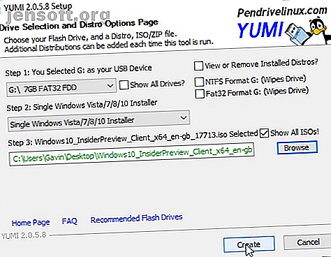 YUMI peut créer une clé USB amorçable à partir d'un fichier ISO