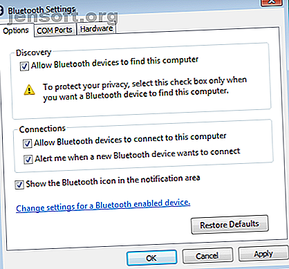 Options Bluetooth Windows 7