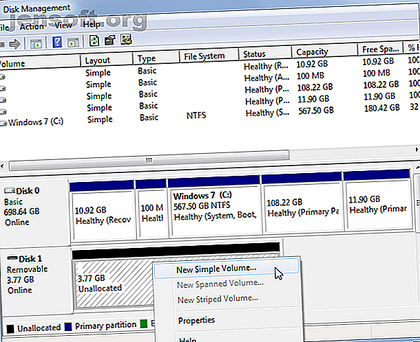Gestion de disque Windows Nouveau volume simple