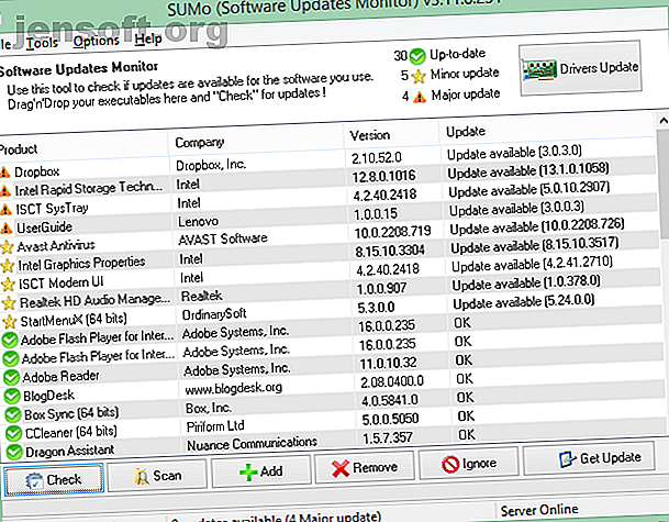 Ceci est une capture d'écran de l'un des meilleurs programmes Windows. C'est ce qu'on appelle SUMo Software Update Monitor