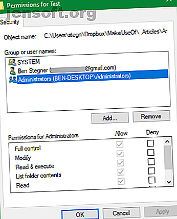 Autorisations de dossier Windows Edit