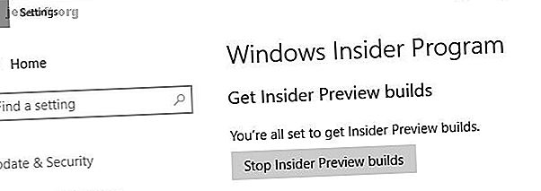 Windows 10 Arrêter les versions de prévisualisation d'initié