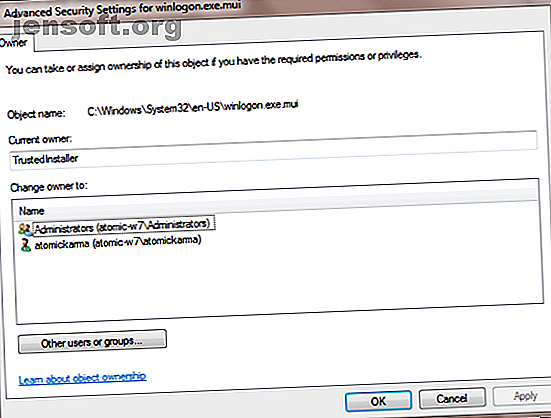 Attribuer un propriétaire à un objet dans Windows 7