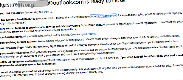 fermer l'écran du compte Microsoft