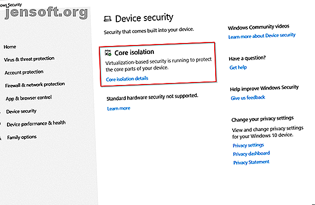 fonctionnalité d'isolation principale dans Windows Defender