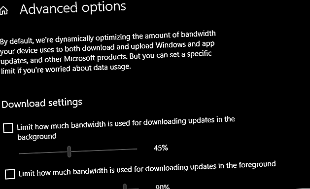 Utilisation de la bande passante de Windows 10 Update