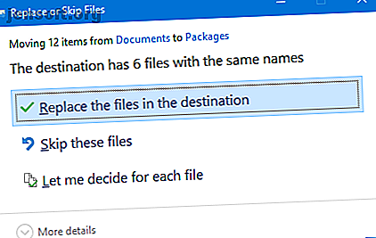 Remplacer les fichiers dans la destination.