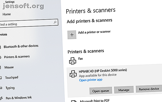 Windows 10, application de suppression des paramètres d'écran de l'imprimante