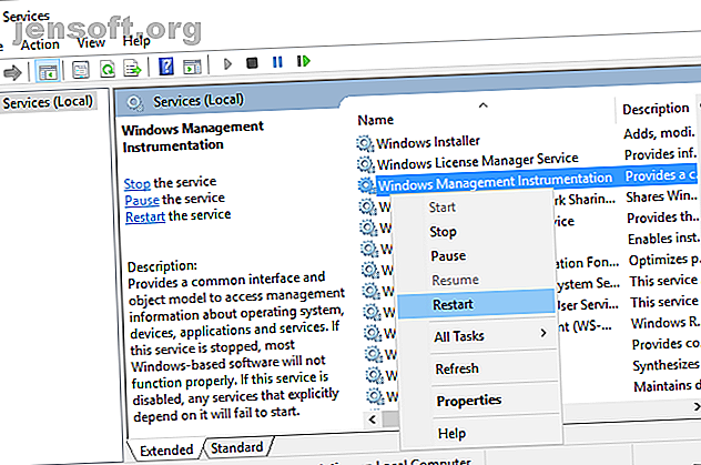 Comment redémarrer Windows Management Instrumention à l'aide de Services.msc sous Windows